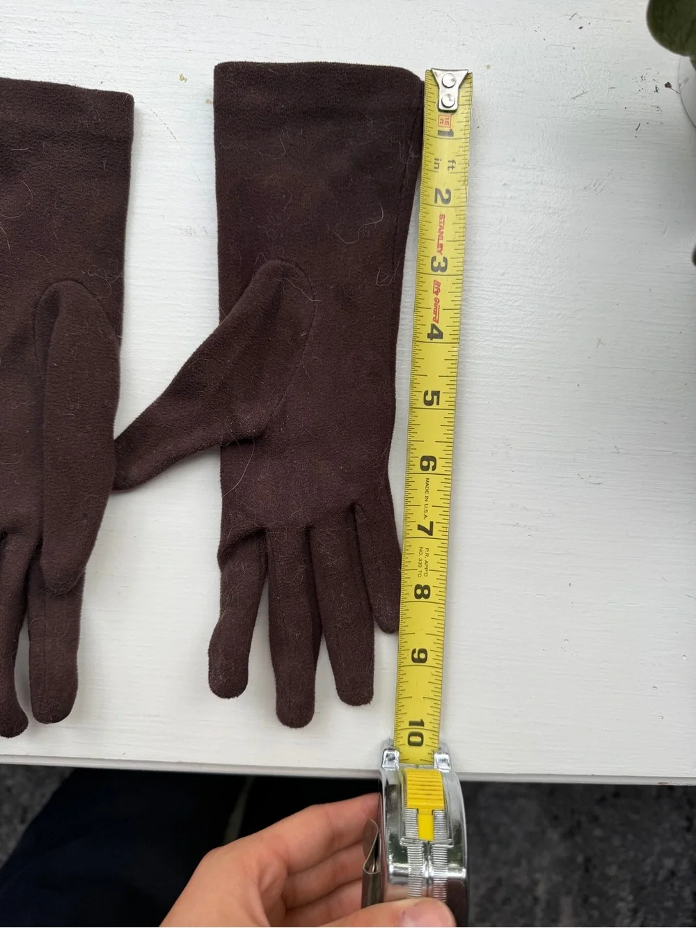 Vintage Suede Brown Embroidered Floral Gloves - Women Accessories